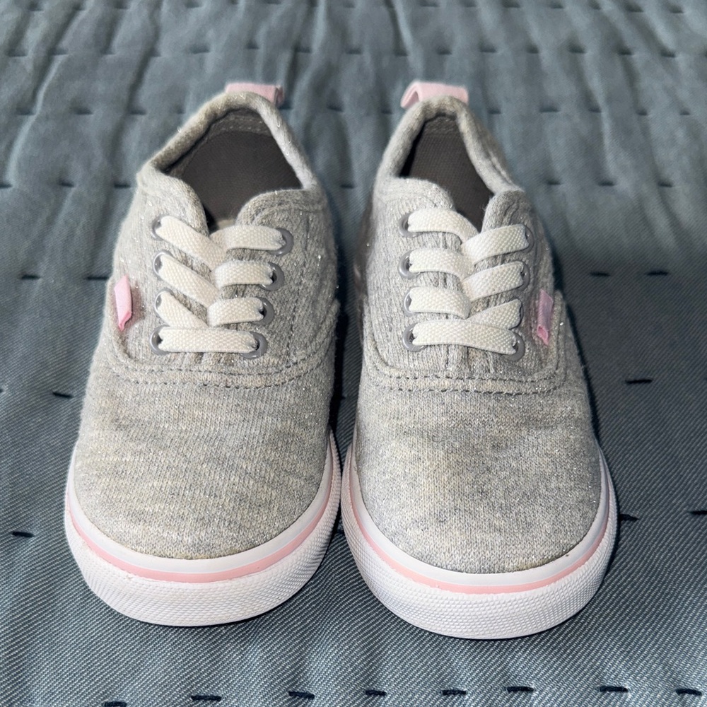 Vans Gray Sneakers with Pink Highlights